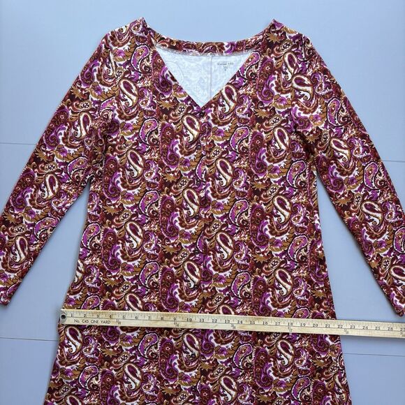 Garnet Hill Phoebe Button Front Knit Dress Size Medium Multicolor Jersey Pockets - Picture 8 of 13